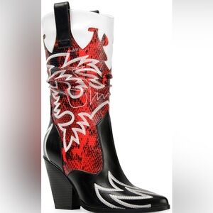 ANN CREEK Women's Contrast Cowboy Boots Cowgirl Mid Calf Boots